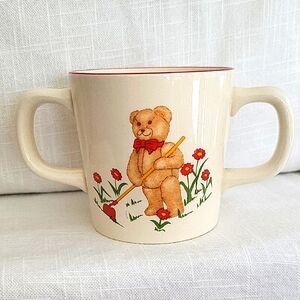 Vintage Teddy Bear Mug with Dual Handles